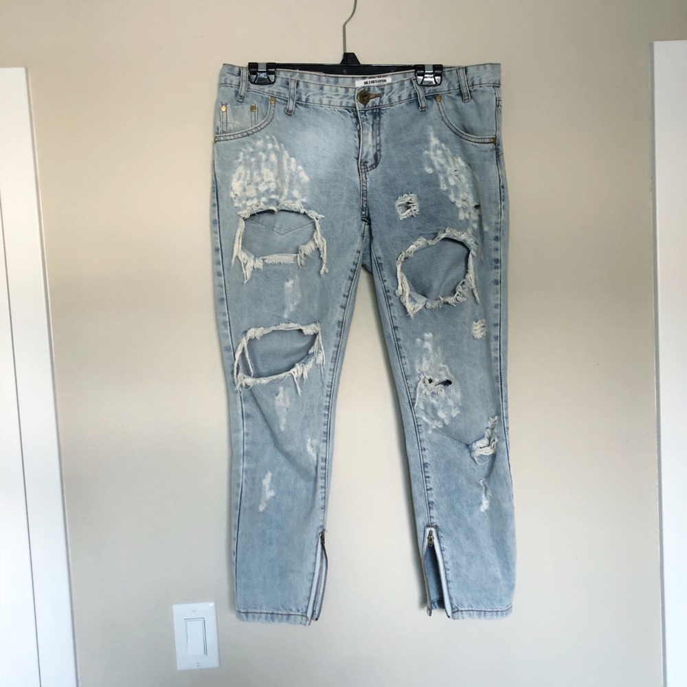 One teaspoon cropped distressed jeans